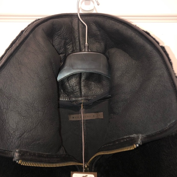 New Free People x Nicholas K Black Himalaya Sheep Fur Long Vest Coat Jacket sz M - Picture 7 of 16